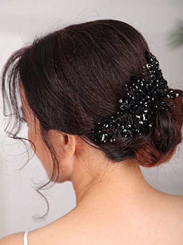 Black Rhinestone Bridal Hair Comb | Wedding & Party Hair Accessories