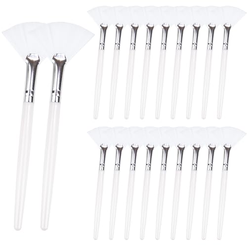 Suptizizkz White 20-Piece Fan Makeup & Facial Brush Set Reusable Cosmetic Tools