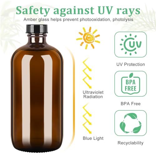 Amber Glass Spray Bottles 3 Pack | 17 oz | BELICOO