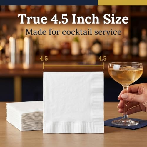 500 Count White Cocktail Napkins - Absorbent Paper for Parties & Bars