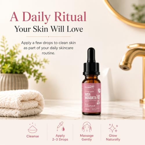 FUNAT 100% Pure Rosehip Oil - Facial & Skin Moisturizer - 0.3 Fl Oz - Pack of 1