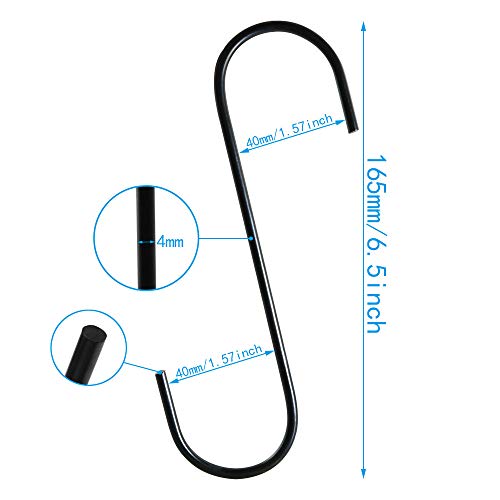 12 Heavy-Duty Black Antistatic Steel S Hooks for Home Storage