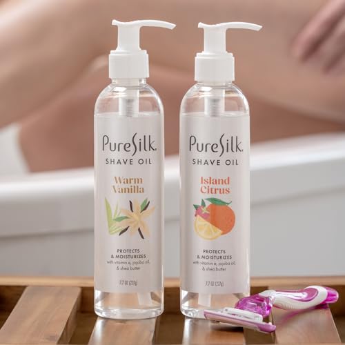 Pure Silk Island Citrus Shave Oil for Women | Shaving Oil for Smooth Shave, All Skin Types | Hydrating Vitamin E, Aloe, Botanical Extracts Protects & Moisturizes | 7.7 FL OZ (Pack of 1)