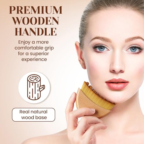 Lymphatic Contour Face Brush with Wooden Handle for Massage