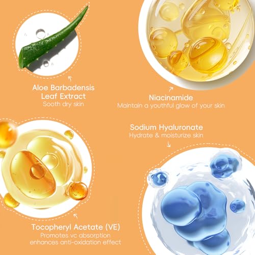 QUIYUM 5PCS Turmeric Vitamin C Skin Care Set for Women - Complete Facial Routine