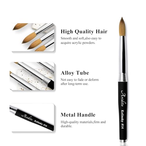 Kolinsky Acrylic Nail Art Brush #8 with Black Metal Handle