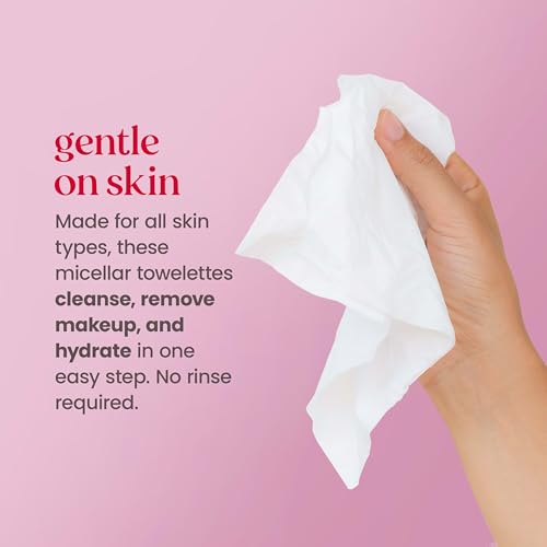 Burt's Bees Micellar Rose Water Facial Towelettes - 30 Count, Plant-Based Makeup Remover Wipes for All Skin Types