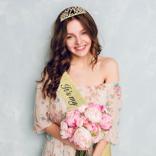 CAVETEE 21st Birthday Crown and Sash Set for Women