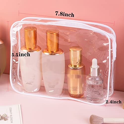 6 Pack Clear Waterproof Makeup Bags - Black & White Toiletry Organizer