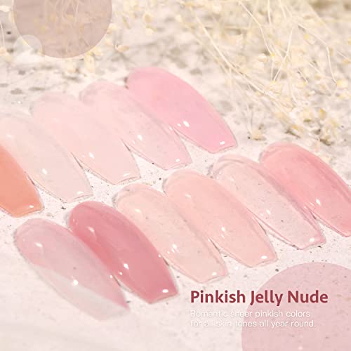 GAOY Nude Jelly Gel Nail Polish Set - 6 Sheer Pink Colors