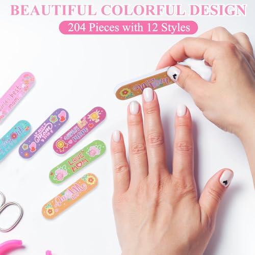 204 Pcs Nail Files Emery Boards Set for Manicure & Pedicure - Mother's Day Gift