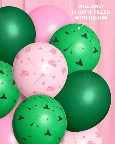 24pk Pink & Green Witch Latex Balloons - 12" Party Decor