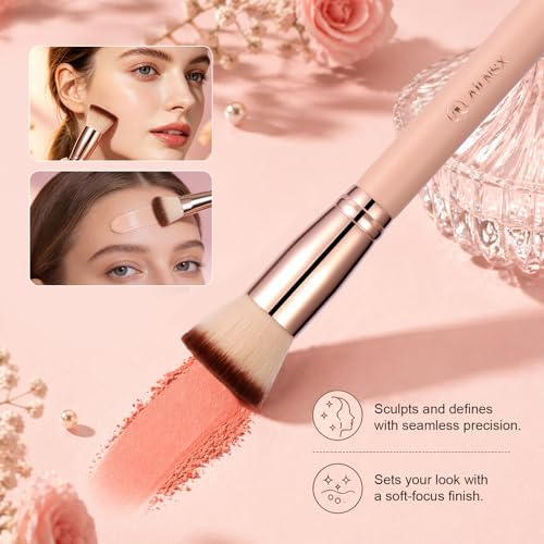 Flat Top Kabuki Foundation Brush - Soft Makeup Brush for Liquid, Cream & Powder