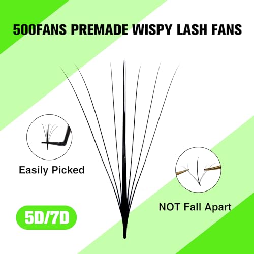 Kolybel 500 Wispy Premade Lash Fans - 7D 0.07 C Curl 8-15mm