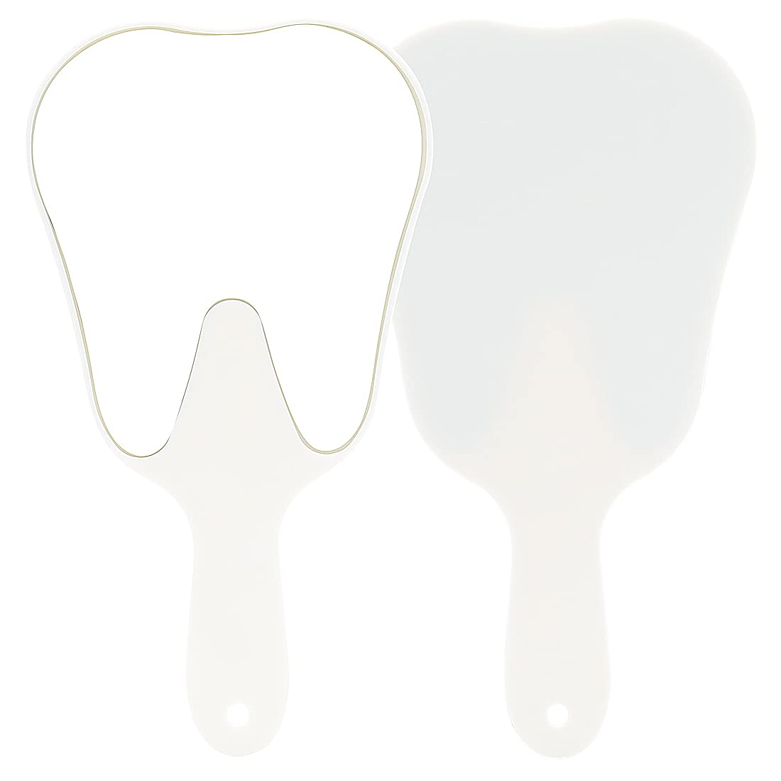 LVCHEN Cute Tooth Shaped Plastic Hand Mirrors - Dental Handheld Mirror High-Definition Makeup Mirror with Handle Dental Office Decorations with A Hole for Oral Clinic Salon Barber（White