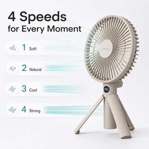Quiet Portable Camping Fan with 12H Battery Life & USB-C