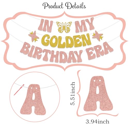In My Golden Birthday Era Banner - Rose Gold Glitter Party Decoration