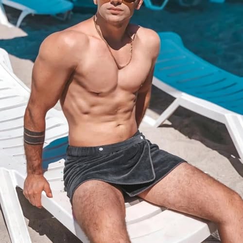Men's Adjustable Microfiber Bath Towel Wrap - Soft, Lightweight, 55.1"