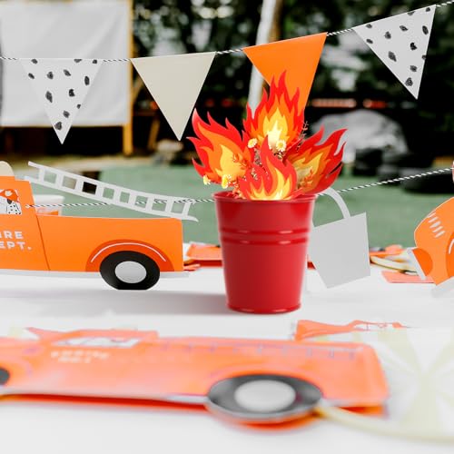 Yungyan 48 Pcs Firefighter Party Decoration Sticks - Flame Cutouts