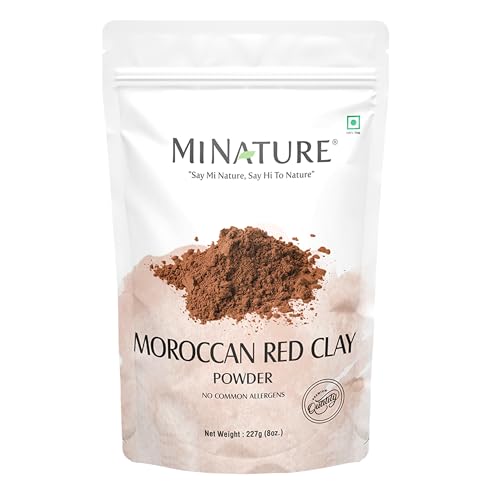 Mi Nature Moroccan Red Clay Mask for Face Hair & Body - 100% Pure Rhassoul