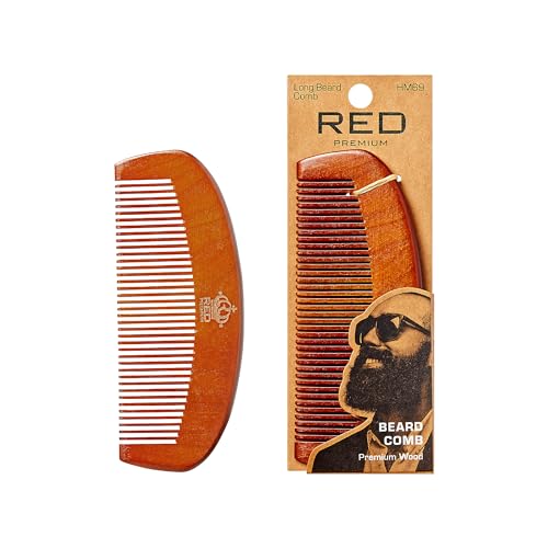 Red by Kiss Premium Wood Beard Comb for Gentle Grooming