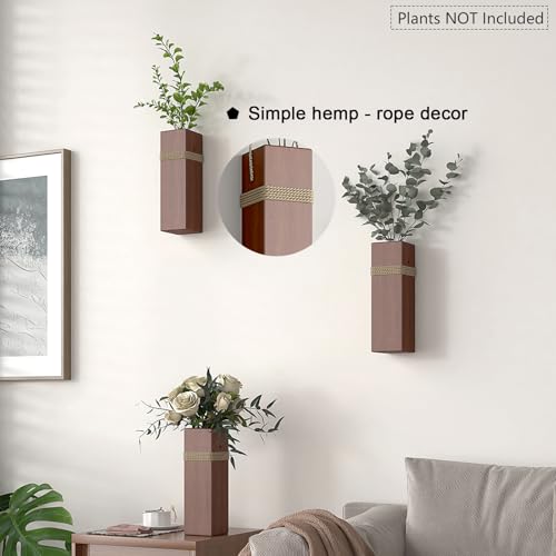 Wall Mount Wooden Vase Set - Modern Rustic Planter for Decor
