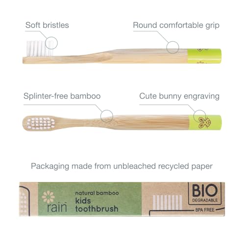 Rain Organic Bamboo Baby Toothbrush - Extra Soft, BPA-Free, Eco-Friendly