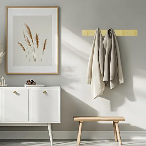 Bntuk Wall-Mounted Coat Rack with 5 Hooks - Heavy Duty Gold Organizer