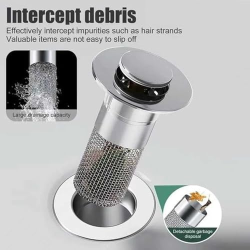 2-Piece Stainless Steel Bathroom Sink Drain Strainer Set