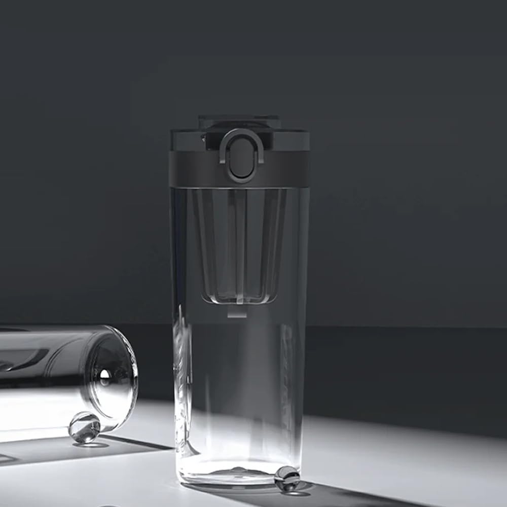 Xiaomi Tritan Water Bottle 600ml, BPA-Free Portable Cup with Tea Strainer & Leak-Proof Lock, One-Hand Operation, for Travel/Sports (Dark Grey)