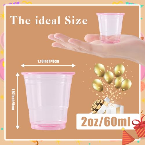 100ct Pink 2oz Mini Clear Shot Glasses - Disposable Party Cups