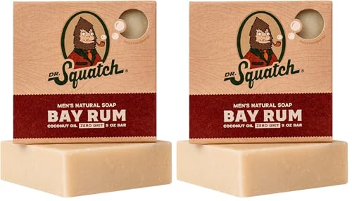 Dr. Squatch Bay Rum Bar Soap for Men - All Natural, Pack of 2