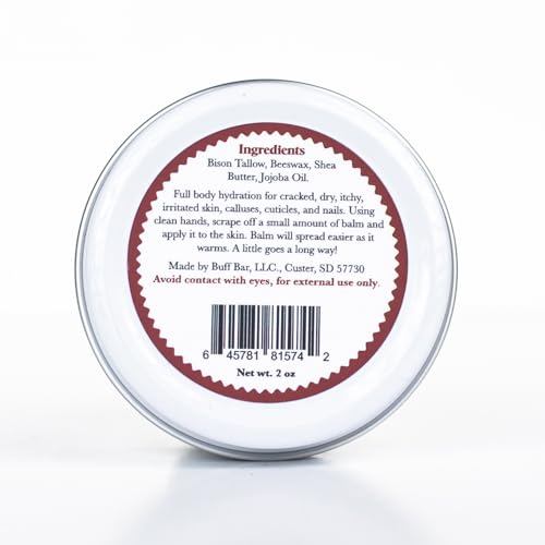 Big Crazy Buffalo Unscented Bison Tallow Body Balm - 2 oz for Sensitive Skin