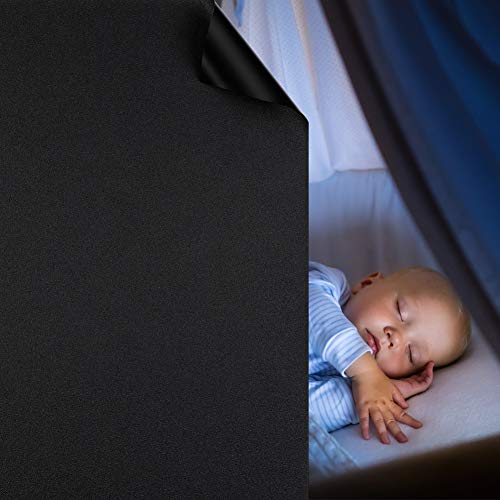 WochiTV Total Blackout Window Film - 100% Light Blocking Privacy Tint (17.5 in x 6.56 Ft)