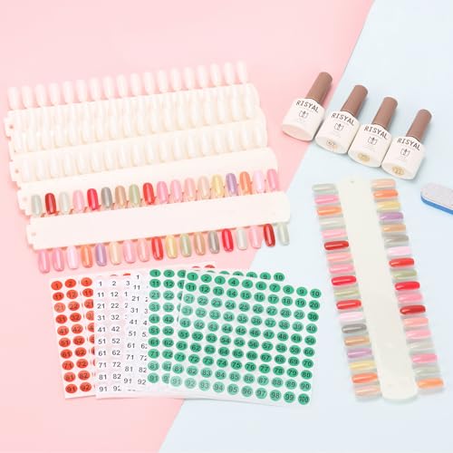 Nail Color Swatch Display Palettes 3 Sets 216 Tips - Clear Nail Tips & Color Testers