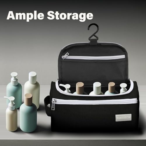 Emissary Black Hanging Travel Toiletry Bag for Men - Dopp Kit