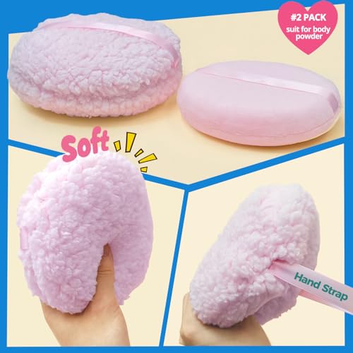 ABOLINE 3pcs 6" Body Powder Puffs with Container – Pink Variety