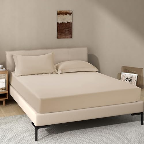 Taupe Fitted Sheet Twin Size - Deep Pocket 18" for Mattresses 18-24"