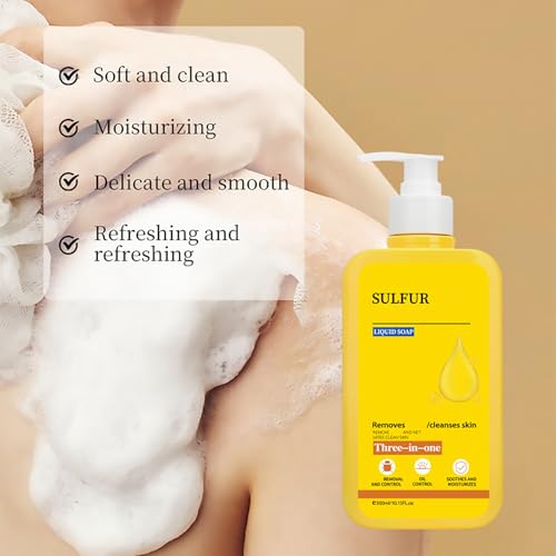 Grospe Sulfur Body Wash - Deep Cleansing & Oil Control for All Skin Types, 10.15 Fl Oz