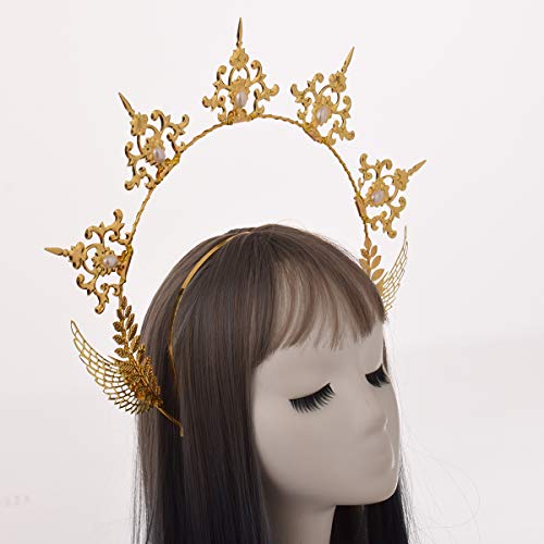Gold Halo Crown Headpiece for Women Halloween Costume Accessories