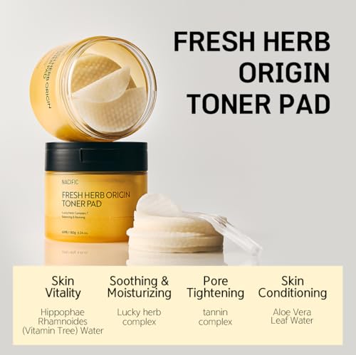 NACIFIC Fresh Herb Cotton Facial Pads - 60 Vegan Toner Pads