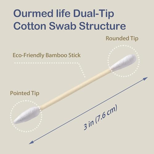 Organic Cotton Swabs - Double-Tipped Bamboo Buds, 500 Count