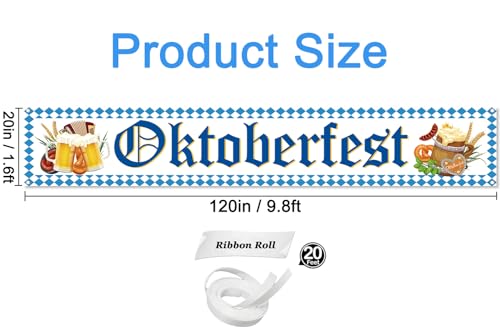 Oktoberfest Banner - Bavarian Flag Decorations for Parties 120x20