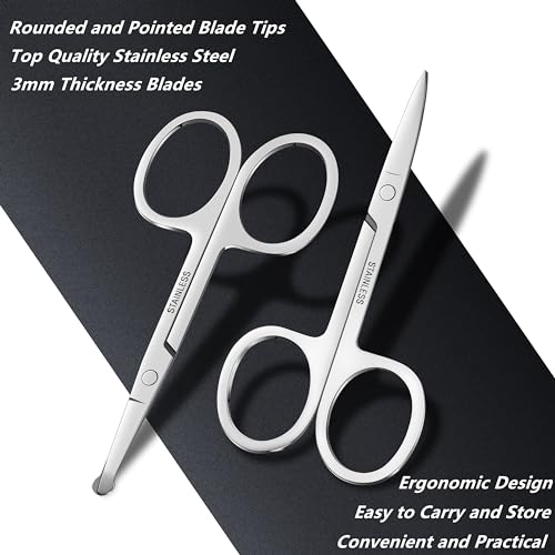 Rounded 24 PCS Grooming Scissors for Men & Women - Precision Safety Tips