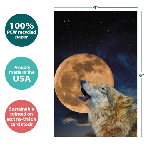 One Wolf Moon All Occasion Notecard Set - 12 Eco-Friendly Cards