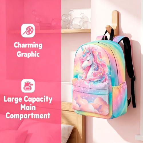 Unicorn Backpack for Girls - 16.5 Inch Large Capacity Cartoon Bookbag