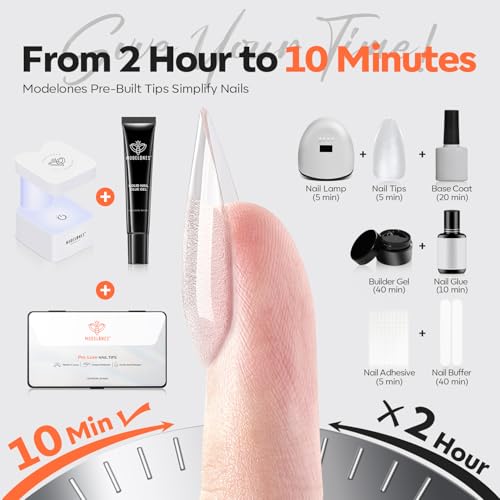 Modelones Gel Nail Kit with 240 Almond Apex Tips & UV Lamp