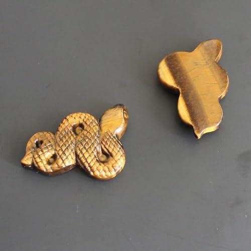 Hand Carved Golden Tiger Eye Snake Figurine - 2" Crystal Decor