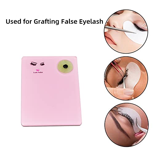 Pink Acrylic Eyelash Extension Pallet with Jade Stone Organizer - Reusable Grafting Pad