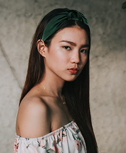 YETASI Green Velvet Knotted Headband for Women - Adjustable & Stylish Hair Accessory